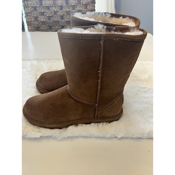 Bearpaw Winter Boots |9|Elle Short Hickory Suede Sheepskin Wool Flat Read - Picture 6 of 9